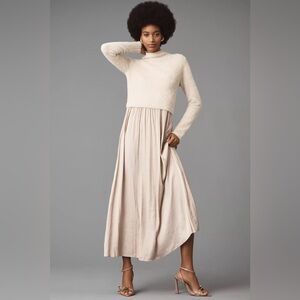 Anthropologie Thea Long-Sleeve Eyelash Twofer Sweater Dress